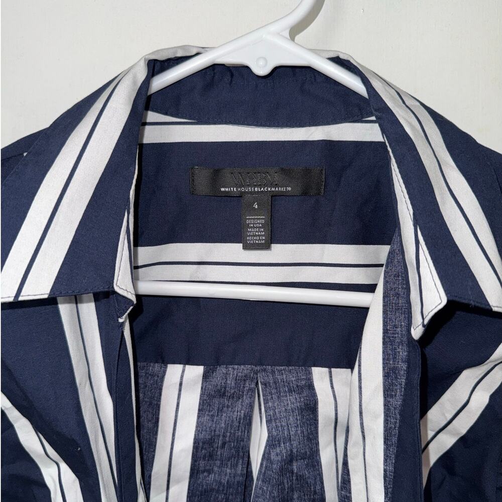 NWOT White House Black Market Wrap Tie Front Striped Blouse Women's size 4 - Picture 2 of 7